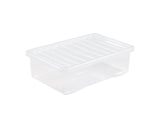 WHAM 32L Crystal Clear Plastic Storage Container Boxes & Lids Strong Stackable