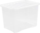 Wham Crystal Plastic Storage Boxes with Lid Large Size, Strong - Made in the UK (Clear)