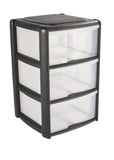 Tontarelli 3 Tier Plastic Storage Drawers Tower Unit Trolley School Office Home