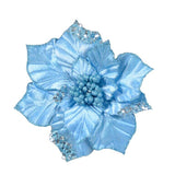 Davies 22cm Clip On Christmas Tree Flower Decoration Velvet Poinsettia Ornament