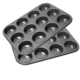 Muffin Tray 12 Cupcake Tin Non Stick Carbon Steel Baking Pan Yorkshire Pudding