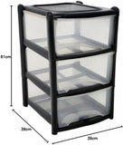Tontarelli 3 Tier Plastic Storage Drawers Tower Unit Trolley School Office Home