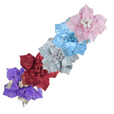 Davies 22cm Clip On Christmas Tree Flower Decoration Velvet Poinsettia Ornament