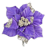 Davies 22cm Clip On Christmas Tree Flower Decoration Velvet Poinsettia Ornament
