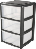 Tontarelli 3 Tier Plastic Storage Drawers Tower Unit Trolley School Office Home