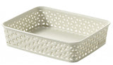 Curver Nestable Rattan Plastic Storage Basket Dot Boxes Tray Kitchen Home Office