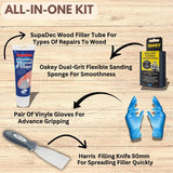 All Purpose Wood Filler DIY Kit  Sanding Sponge Vinyl Gloves & Filling Knife