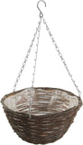 Ambassador Dark Brown Willow Hanging Basket Lined Rattan Willow Planter 12", 14", 16"