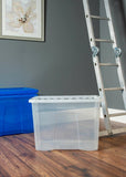 Wham Crystal Plastic Storage Boxes with Lid Large Size, Strong - Made in the UK (Clear)