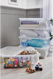WHAM 32L Crystal Clear Plastic Storage Container Boxes & Lids Strong Stackable
