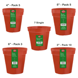 Ambassador Flower Pots 3", 7", 4", 6", 5" Various Sizes - Pack 10, Single, Pack 5, Pack 3