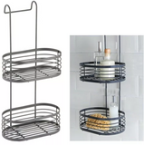 Supahome 2 Tier & Hanging Bath Shower Caddy Over Screen Door Hanging Basket Storage Organizer Chrome Plated