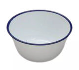 Falcon Pudding Basin Bowls - Traditional Enamel Pie Dish Baking Oven White Blue Tin 12 - 16cm