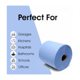 6 x Blue Paper Rolls - 2 Ply Embossed Centre Feed - Hand Towel Tissue Rolls - 150m x18.5cm