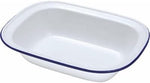 Falcon Pie Dish Oblong - Traditional White 28cm - 20cm Non-Stick Baking Dish for Pie, Quiche, and Baking, Classic Design with Blue Rim