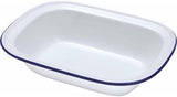 Falcon Pie Dish Oblong - Traditional White 28cm - 20cm Non-Stick Baking Dish for Pie, Quiche, and Baking, Classic Design with Blue Rim