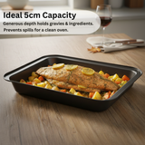Non-Stick Deep Roasting Tin 14 x 9 Inch Baking Tray – Carbon Steel Roaster Pan for Oven Cooking, Roasting Meat, Vegetables, Lasagna & Everyday Cooking