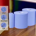 Centrefeed Blue White Rolls 2ply Embossed Kitchen Hand Wipes Paper Towels Tissue