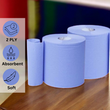 Centrefeed Blue White Rolls 2ply Embossed Kitchen Hand Wipes Paper Towels Tissue