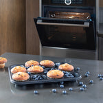 Pendeford 12 Cup Muffin Pan Nonstick Muffin Tray, Dishwasher Carbon Steel Cupcake Tin with Silicone Brush, Baking Mould for Cupcakes, Bakeware