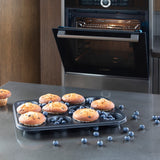 Pendeford 12 Cup Muffin Pan Nonstick Muffin Tray, Dishwasher Carbon Steel Cupcake Tin with Silicone Brush, Baking Mould for Cupcakes, Bakeware