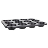 Pendeford 12 Cup Muffin Pan Nonstick Muffin Tray, Dishwasher Carbon Steel Cupcake Tin with Silicone Brush, Baking Mould for Cupcakes, Bakeware