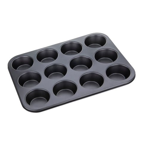 Pendeford 12 Cup Muffin Pan Nonstick Muffin Tray, Dishwasher Carbon Steel Cupcake Tin with Silicone Brush, Baking Mould for Cupcakes, Bakeware