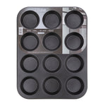 Pendeford 12 Cup Muffin Pan Nonstick Muffin Tray, Dishwasher Carbon Steel Cupcake Tin with Silicone Brush, Baking Mould for Cupcakes, Bakeware