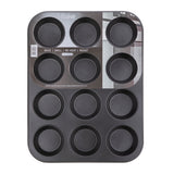 Pendeford 12 Cup Muffin Pan Nonstick Muffin Tray, Dishwasher Carbon Steel Cupcake Tin with Silicone Brush, Baking Mould for Cupcakes, Bakeware