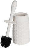 Addis Faux Rattan Round Toilet Brush Set with Internal Detergent Injection System, Cream, Calico Linen
