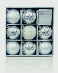Premier Set of 9 Christmas Decorated Tree Baubles Balls 6cm – Available in 10 Colours (Midnight Blue, Champagne Gold, Green, Ice Blue, Pink, Purple, Red, Rose Gold, Silver, White)