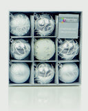 Premier Set of 9 Christmas Decorated Tree Baubles Balls 6cm – Available in 10 Colours (Midnight Blue, Champagne Gold, Green, Ice Blue, Pink, Purple, Red, Rose Gold, Silver, White)