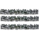 9ft Premier Christmas Flocked Woodcote Garland Wreath Decorations 2.7m