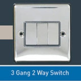 Single Or Double Light Switch 1-3 Gang 2 Way Wall On/Off Switch Polished Chrome