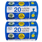 Tidyz Extra Thick Blue Rubble Sacks Builders Rubbish Waste Heavy Duty Strong Bags High Strength - Roll 10
