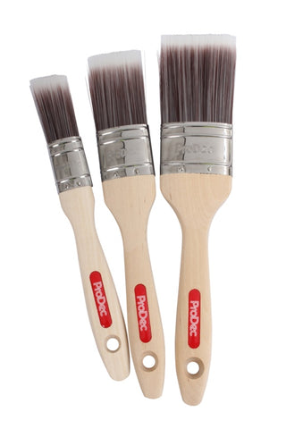 ProDec 3 piece Premier Oval Trade Professional Synthetic Brush Set Ideal for Painting Skirting Board, Architrave and Other Curved or Moulded Surfaces, Contains 1, 1.5, 2 inch Brushes