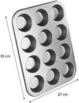 Chef Aid 12 Cup Large Muffin Pan, Non-Stick Cupcake Tray Baking Mould, Grey