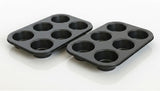 6 Cup Muffin Pan Non-Stick Cupcake Baking Tray | Carbon Steel Muffin Tin for Baking Cupcakes, Muffins, Mini Cakes & Desserts