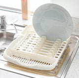 Addis Plate Dish Draining Rack, Linen Cream – Durable Kitchen Dish Drainer with Cutlery Holder, Compact Drying Rack for Plates, Cups & Utensils