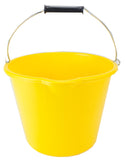 Yellow Plastic Builders Bucket 3 Gallon 14 Litre Water Mixing Storage Strong with Handle Made in U.K