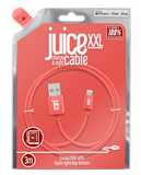 Juice 3m Round Lightning Fast Charger Cable Lead For iPhone 14 13 12 11 X 7 8 Charging Sync Connector Devices, Coral, Black, White