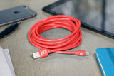 Juice 3m Round Lightning Fast Charger Cable Lead For iPhone 14 13 12 11 X 7 8 Charging Sync Connector Devices, Coral, Black, White