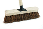 Wooden Broom Head with Stiff Bassine Natural Hard Bristle - Replacement Wooden Broom Head for Outdoor Garden Yard Brush Sweeping - Wood Brush Head Fitted Fixing Bracket Connector