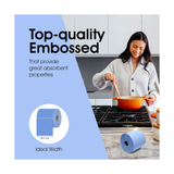 6 x Blue Paper Rolls - 2 Ply Embossed Centre Feed - Hand Towel Tissue Rolls - 150m x18.5cm
