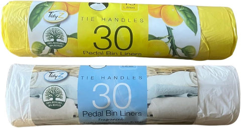 Tidyz Fragranced Pedal Bin Liners With Tie Handles XL 15 litres per Bag Pack 30