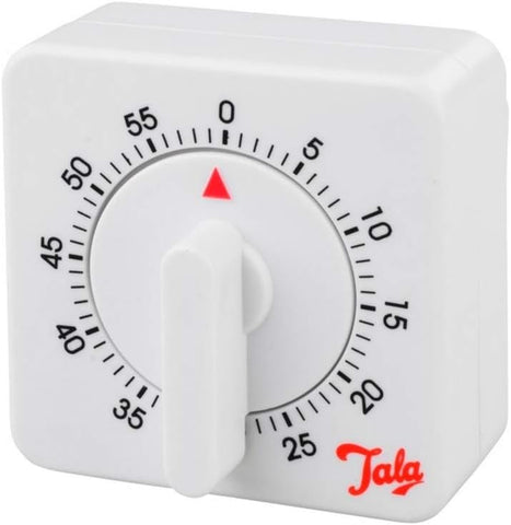 TALA Kitchen Timer, White, Regular  1 Hour/60 Minutes Count Down Alarm Reminder Square Kitchen Timer, Wind Up Mechanical Timer, Adjustable Egg Timers for Cooking Timing, Baking Boiling,Home,White