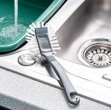 Addis Washing Up Dish Brush, Metallic Silver – Heavy Duty Kitchen Cleaning Brush with Ergonomic Handle, Durable Scrubbing Brush for Pots, Pans & Dishes