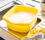 Addis Large Rectangular  Washing Up Bowl 9.5L Capacity, Yellow – Durable Plastic Kitchen Sink Bowl, Spacious Dishwashing Basin for Cleaning Dishes & Food Prep