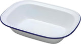 Falcon Pie Dish Oblong - Traditional White 28cm - 20cm Non-Stick Baking Dish for Pie, Quiche, and Baking, Classic Design with Blue Rim