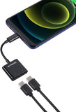 Bitmore Carbon Neutral Type-C Splitter - 2 in 1 Charger and Headphones Adapter, USB-C 3.1 Convertor Cable for Music Audio, Double Port USB-C Adapter